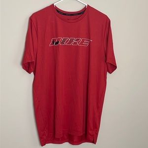 Nike Dri-Fit Mens Dark Red Tee with Black & White Logo- Medium